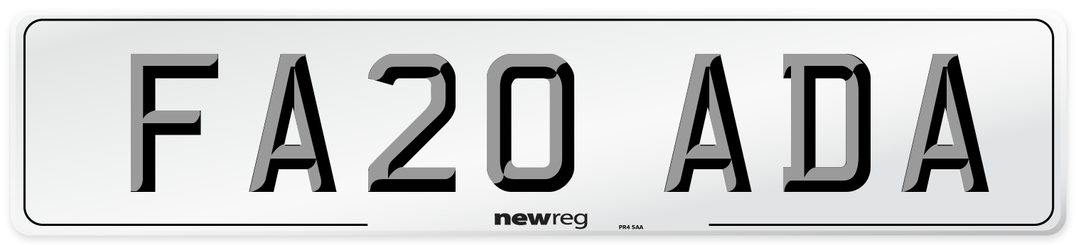 FA20 ADA Number Plate from New Reg